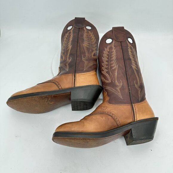 Durango Men Sz 7 D DB6442 Brown Two Tone Leather Country Cowboy Western Boot - Picture 7 of 14